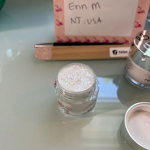Revel Nail Dip Powder Fallen White, iridescent, blue, green, pink